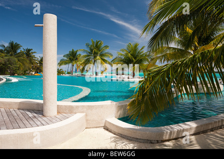 Schwimmbad der Malediven Insel Kandooma, Süd Male Atoll, Malediven Stockfoto