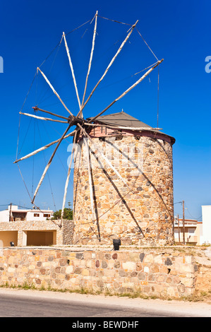 Historische Windmühle in Antimachia, Cos, Griechenland Stockfoto