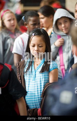 Porträt eines Schülers in Buche Elementary School, Manchester, NH. Bild ist kein Modell / Eigenschaft freigegeben. Stockfoto