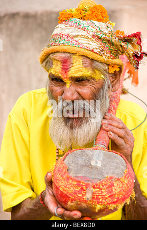 Porträt eines Sadhu, heiliger Mann, Indien. Stockfoto