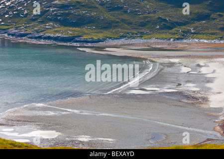 Der Strand von Camas Fhionnairigh auf Loch Scavaig bei Camasunary, Isle Of Skye, Schottland Stockfoto