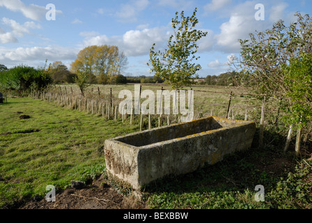 Eine römische Steinsarg auf Ancaster Friedhof, Lincolnshire, England. Stockfoto