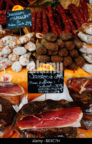 Sarlat Markt, Dordogne, Südwest-Frankreich, Europa Stockfoto