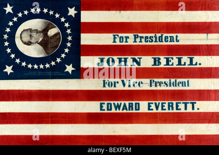 Banner der Kampagne für John Bell in USA Präsidentschaftswahl 1860 Stockfoto