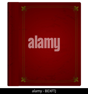 Hardcover-Buch mit Lederbezug und goldenen Zierstreifen rotbraun Stockfoto