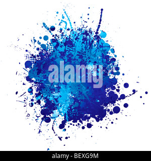 Schattierungen von blau abstrakt Tinte splat mit weißem Hintergrund Stockfoto