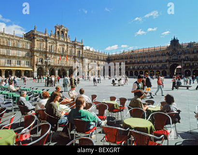 Fachada Ayuntamiento oder Plaza Mayor von Salamanca eine Stadt im Westen Spaniens, die Hauptstadt der Provinz Salamanca Stockfoto