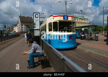 Centralstationen Straßenbahnhaltestelle am Drottningtorget Platz in Göteborg Schweden Europa Stockfoto