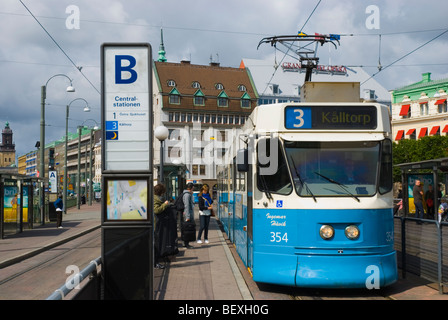 Centralstationen Straßenbahnhaltestelle am Drottningtorget Platz in Göteborg Schweden Europa Stockfoto