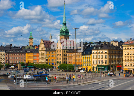 Munkbro Brücke und Slussplan Vorplatz Gamla Stan Altstadt Stockholm Schweden Europa Stockfoto