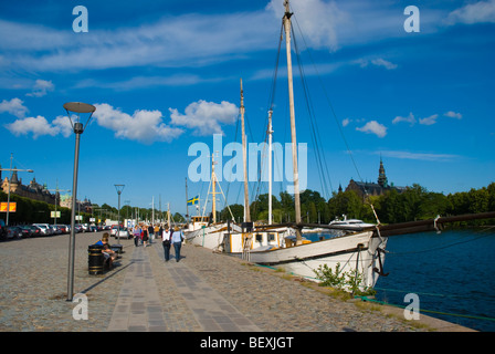 Strandpromenade entlang Strandv Gen in Östermalm Bezirk Stockholm Schweden Europa Stockfoto