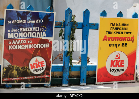 Griechenland politische Plakate für die kommunistische Partei kke Stockfoto