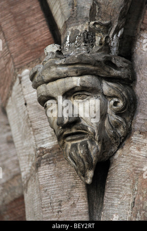 Geformten Kopf eines bärtigen Mannes. Kirche des Heiligen Laurentius, Appleby in Westmorland, Cumbria, England, Vereinigtes Königreich, Europa Stockfoto