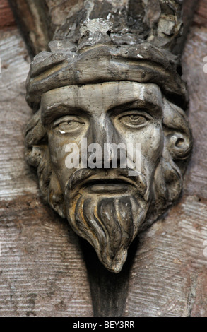 Geformten Kopf eines bärtigen Mannes. Kirche des Heiligen Laurentius, Appleby in Westmorland, Cumbria, England, Vereinigtes Königreich, Europa Stockfoto