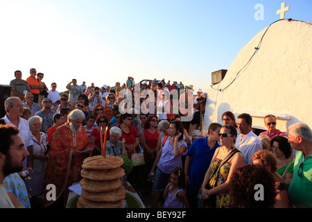 Griechenland-Kykladen-Sikinos ein religiöses Fest am Gewinn Elias Kirche Stockfoto