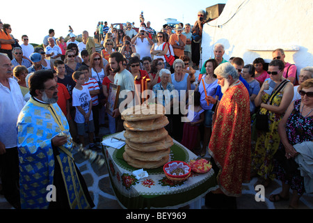 Griechenland-Kykladen-Sikinos ein religiöses Fest am Gewinn Elias Kirche Stockfoto