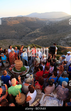 Griechenland-Kykladen-Sikinos ein religiöses Fest am Gewinn Elias Kirche Stockfoto