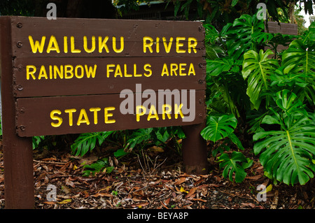 Wailuku River Rainbow Falls State Park auf Big Island Hawaii. Stockfoto