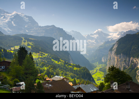 Lauterbrunnental von Wengen, Schweiz Stockfoto