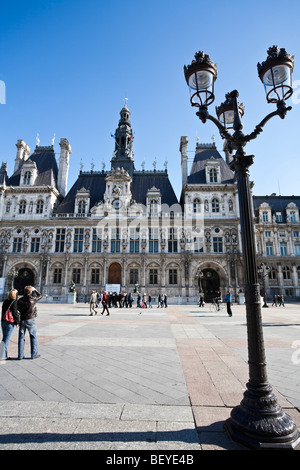 Hôtel de Ville Paris City Hall ist eine Rekonstruktion des 19. Jahrhunderts. Das Original wurde in Paris Kommune 1871 niedergebrannt Stockfoto