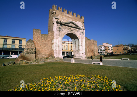 Italien, Emilia Romagna, Rimini, Augustus Arch Stockfoto