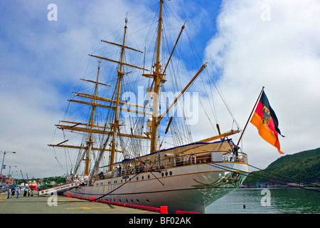 Die Gorch Fock, ein Segelschiff für die deutsche Marine an der St. Johns Hafen in St. John's, St. Johns Bay, Avalon gefesselt training Stockfoto