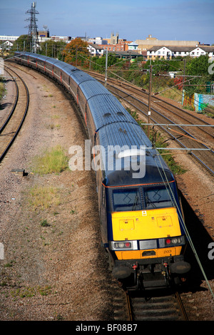 National Express 82203 DVT High-Speed Vorortbahn East Coast Main Line Railway Peterborough Cambridgeshire England UK Stockfoto