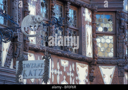 Fassade des Restaurant Taverne Katz, Maison Katz, Saverne, Elsaß, Frankreich Stockfoto