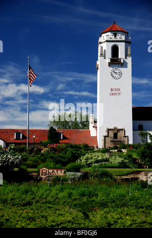 Boise-Depot, ein pensionierter Union Pacific Bahnhof, jetzt ein Wahrzeichen in Boise, Idaho Stockfoto