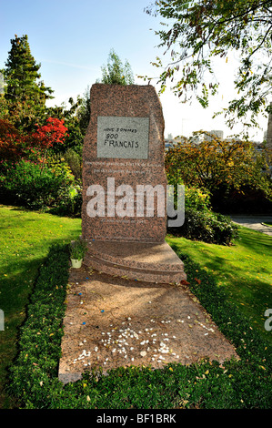 Paris, Frankreich - Friedhof Pere Lachaise, Juden des französischen Denkmals, die im Zweiten Weltkrieg aus Drancy deportiert wurden, Shoah Tombstone, Verfolgung von juden in europa, Holocaust Stockfoto