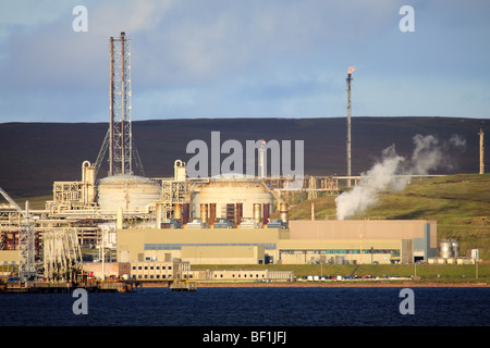 Ölterminal Sullom Voe, Shetland-Inseln. Stockfoto