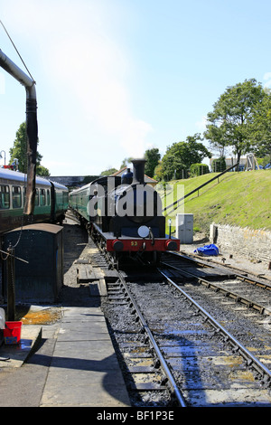 Swanage Railway Station auf der Purbeck Linie Dorset. Durch ein privates Unternehmen mit Dampf und alten Diesellokomotiven bedient. Stockfoto