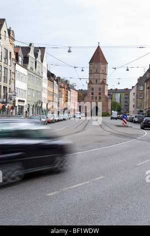 Jakoberplatz und Jakobstor, Augsburg, Bayern, Deutschland Stockfoto