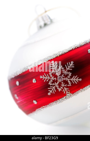 Nahaufnahme von roten und weißen Weihnachtsdekoration Stockfoto