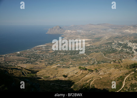 Die alten Mauern, Berg Stadt Erice in Sizilien, Italien, Europa Stockfoto