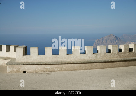 Die alten Mauern, Berg Stadt Erice in Sizilien, Italien, Europa Stockfoto