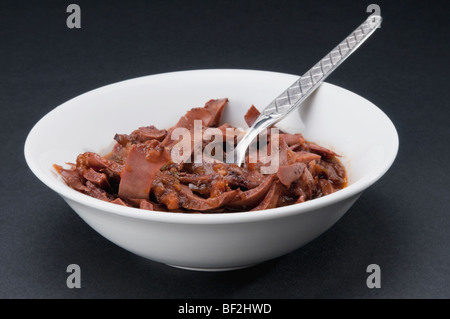 Nahaufnahme einer Schüssel Tintenfisch Fleisch Stockfoto