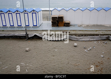 Badehäuschen in Ligurien Italien Stockfoto