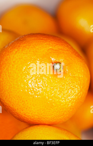 hautnah auf Haufen von Mandarinen Stockfoto