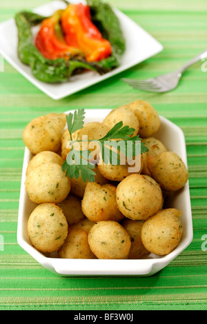 Kabeljau Krapfen. Rezept zur Verfügung. Stockfoto