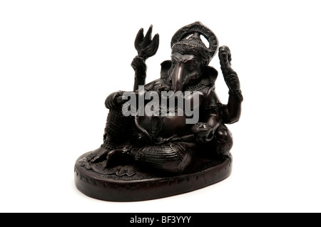 Statue von dem hinduistischen Gott Ganesha auf weißem Hintergrund Stockfoto