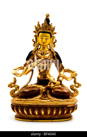 Statue von Vajrasattva auf weißem Hintergrund Stockfoto