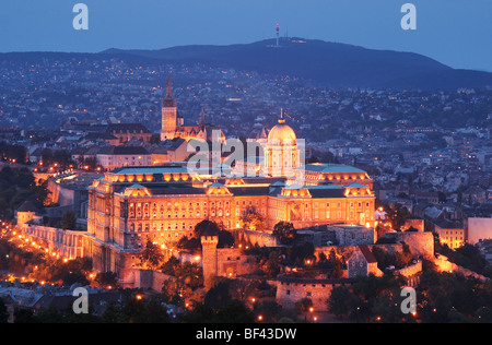 Budaer Burg bei Nacht - Budapest, Ungarn Stockfoto