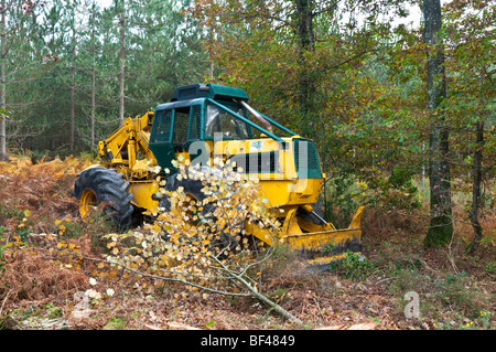 Forstwirtschaft Schlepper / Bulldozer - Sud Touraine, Frankreich. Stockfoto