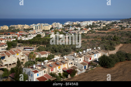 Luftaufnahme über Häuser und Wohnungen in Fig Tree Bay Protaras Zypern Europa Stockfoto