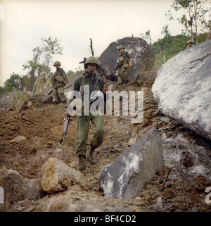 Mitglieder des B-Truppe, 1. Staffel, 9. Kavallerie auf Patrouille während des Vietnam-Krieges im Jahr 1967. Stockfoto
