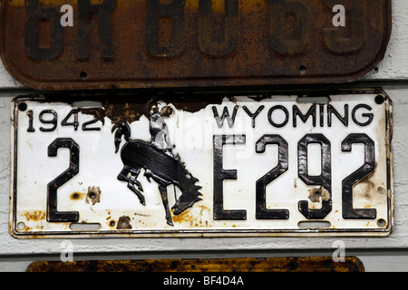 Rostige alte US-License Plates, Auto Collection im Imperial Palace Hotel, Las Vegas, Nevada, USA Stockfoto