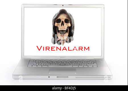 Achtung, Virus-Alarm, PC Stockfoto