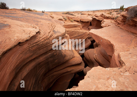 Lower Antelope Canyon von außerhalb, Navajo-Nation, Page, Arizona Stockfoto