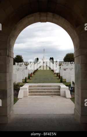 Die Tynecot Commonwealth Soldatenfriedhof für ersten Weltkrieg Soldaten getötet, an oder in der Nähe von Ypern oder Ieper in Belgien Stockfoto